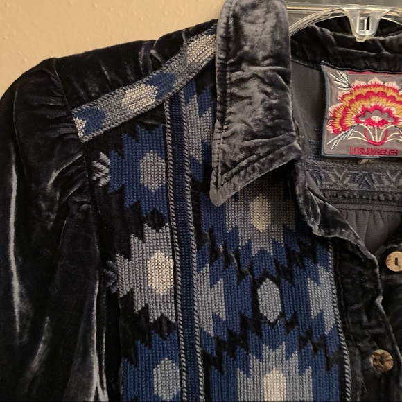 Johnny Was Nomi Velvet Smock Shirt - Picture 6 of 10